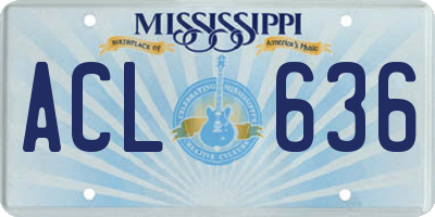 MS license plate ACL636