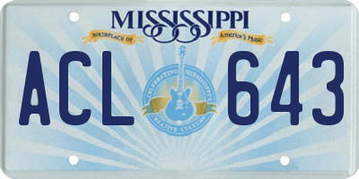 MS license plate ACL643