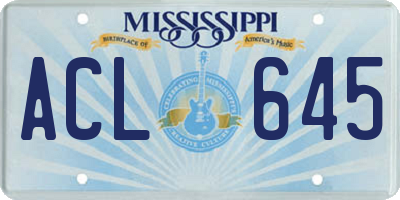 MS license plate ACL645