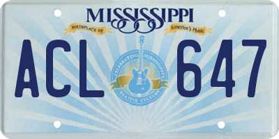 MS license plate ACL647