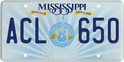 MS license plate ACL650