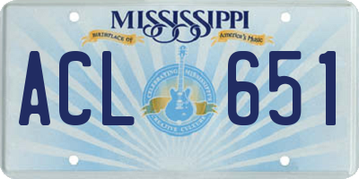 MS license plate ACL651