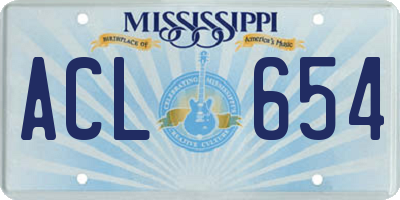 MS license plate ACL654