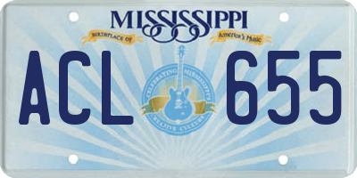MS license plate ACL655