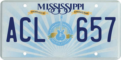 MS license plate ACL657