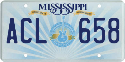 MS license plate ACL658