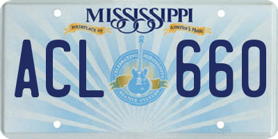 MS license plate ACL660