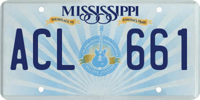 MS license plate ACL661