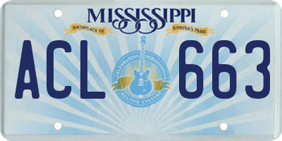 MS license plate ACL663