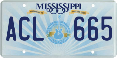 MS license plate ACL665