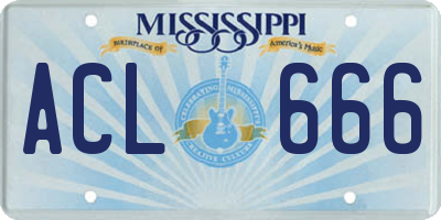 MS license plate ACL666