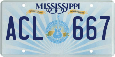 MS license plate ACL667