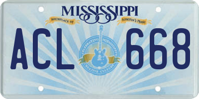 MS license plate ACL668