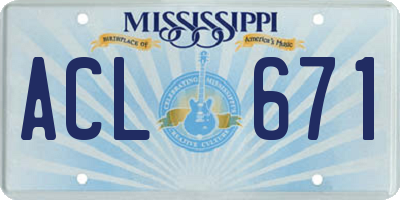 MS license plate ACL671