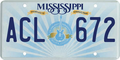 MS license plate ACL672
