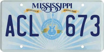 MS license plate ACL673