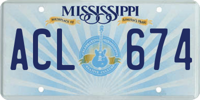 MS license plate ACL674