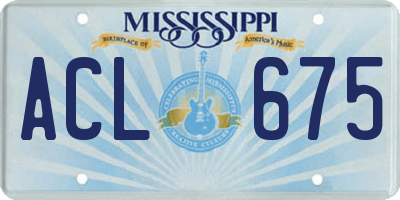MS license plate ACL675