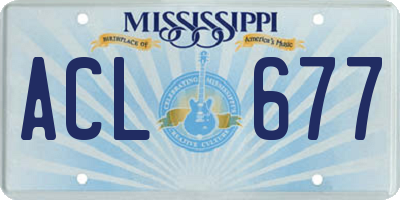 MS license plate ACL677