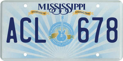 MS license plate ACL678