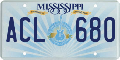 MS license plate ACL680