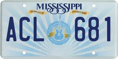 MS license plate ACL681