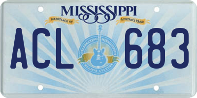 MS license plate ACL683