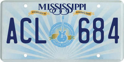MS license plate ACL684