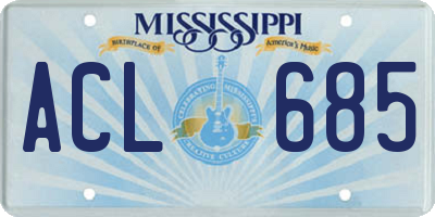 MS license plate ACL685