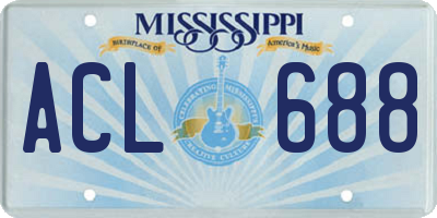 MS license plate ACL688
