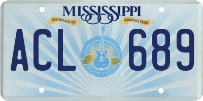 MS license plate ACL689