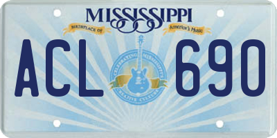 MS license plate ACL690