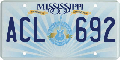 MS license plate ACL692