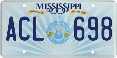 MS license plate ACL698