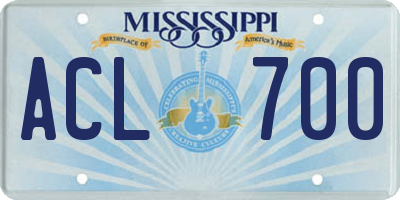 MS license plate ACL700
