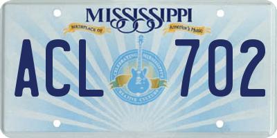 MS license plate ACL702