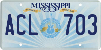 MS license plate ACL703