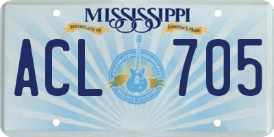 MS license plate ACL705