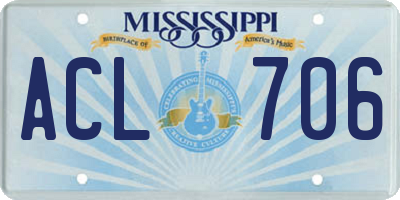 MS license plate ACL706