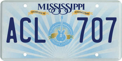 MS license plate ACL707