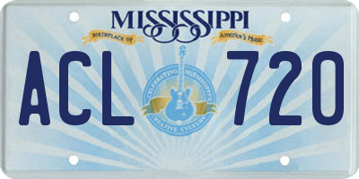 MS license plate ACL720
