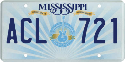 MS license plate ACL721