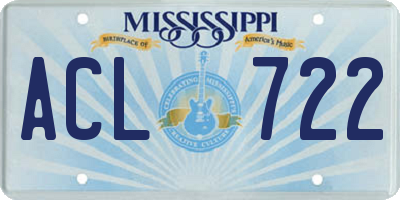 MS license plate ACL722