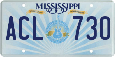 MS license plate ACL730