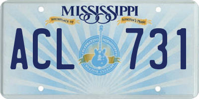 MS license plate ACL731