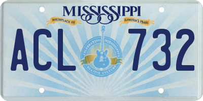 MS license plate ACL732