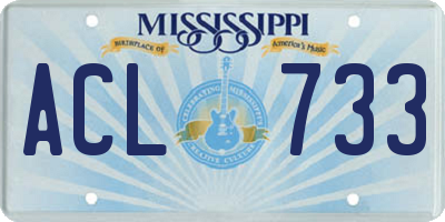 MS license plate ACL733