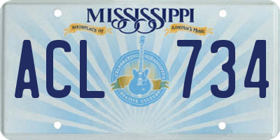 MS license plate ACL734