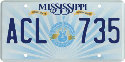 MS license plate ACL735