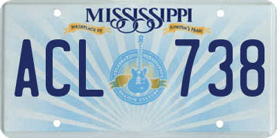 MS license plate ACL738